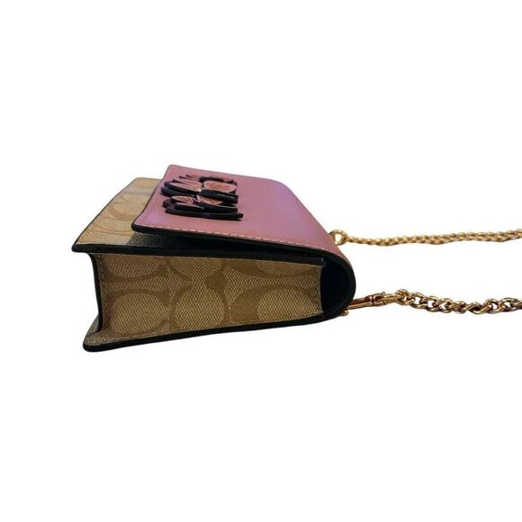 Coach Flap Belt Bag In Signature Canvas With Butterfly Applique & Gold Chain - Picture 7 of 12